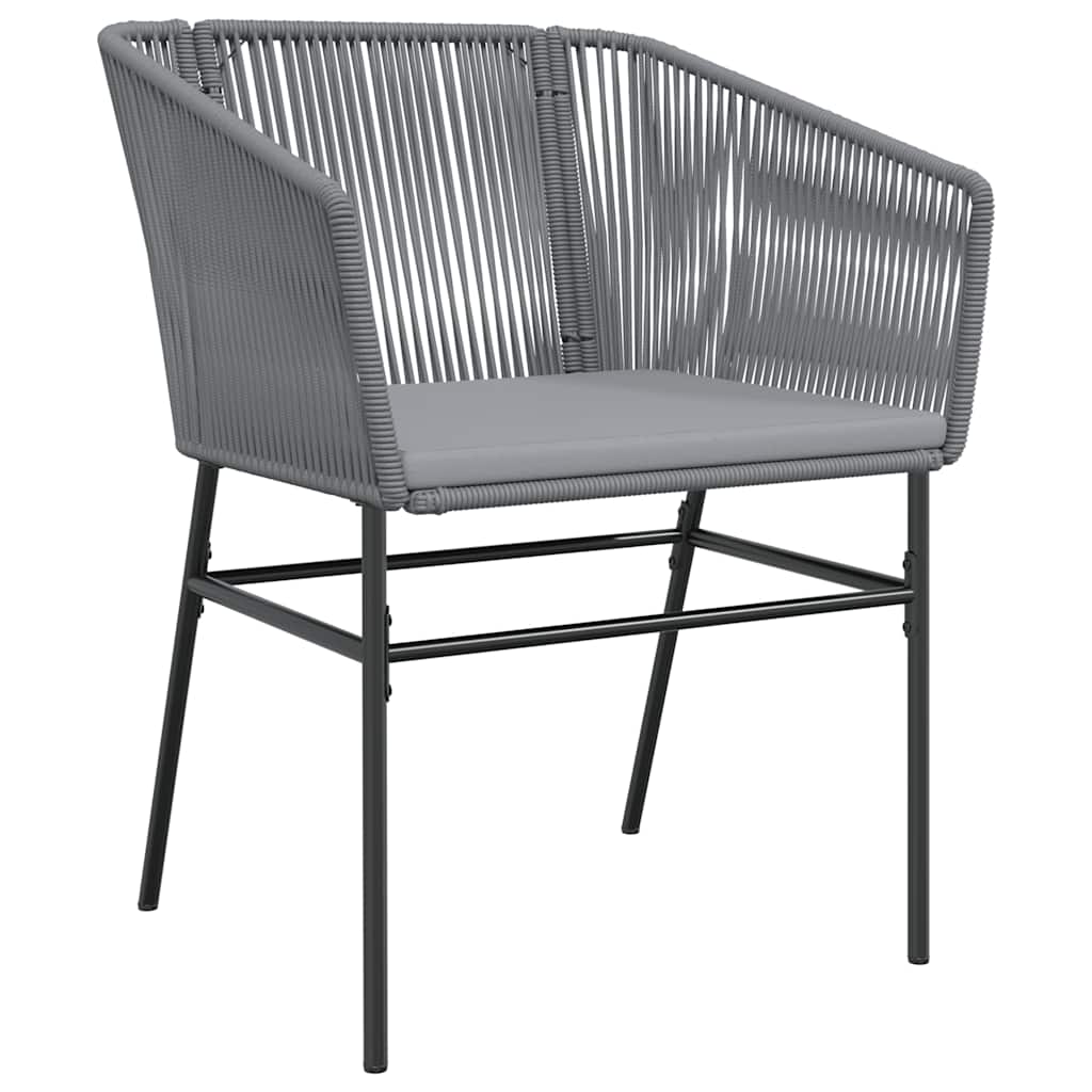 spisebordssæt til haven 3dele med hynder polyrattan glas grå