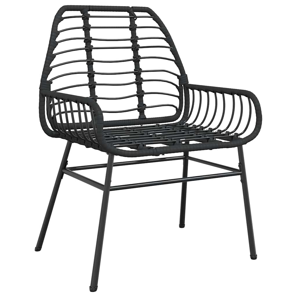 5 dele spisebordssæt til haven polyrattan glas sort