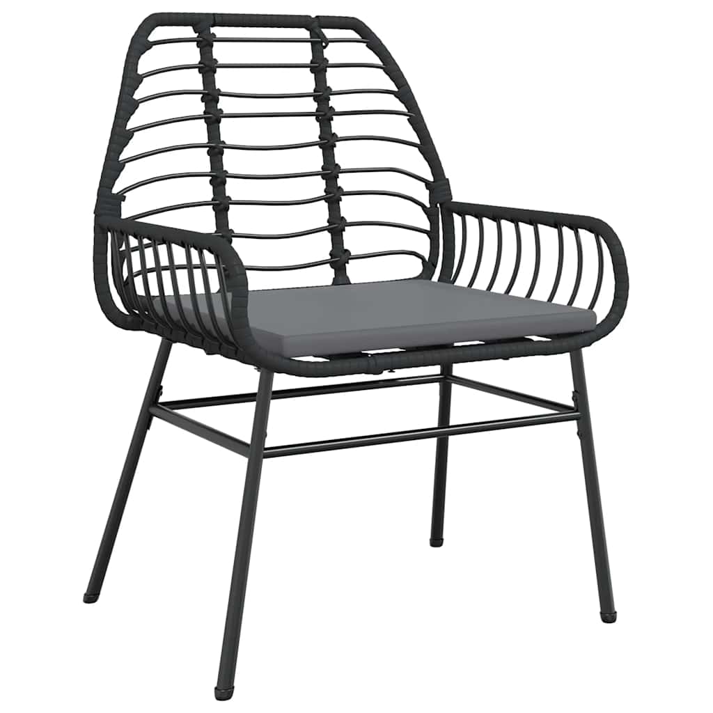 5 dele spisebordssæt til haven m. hynder polyrattan glas sort