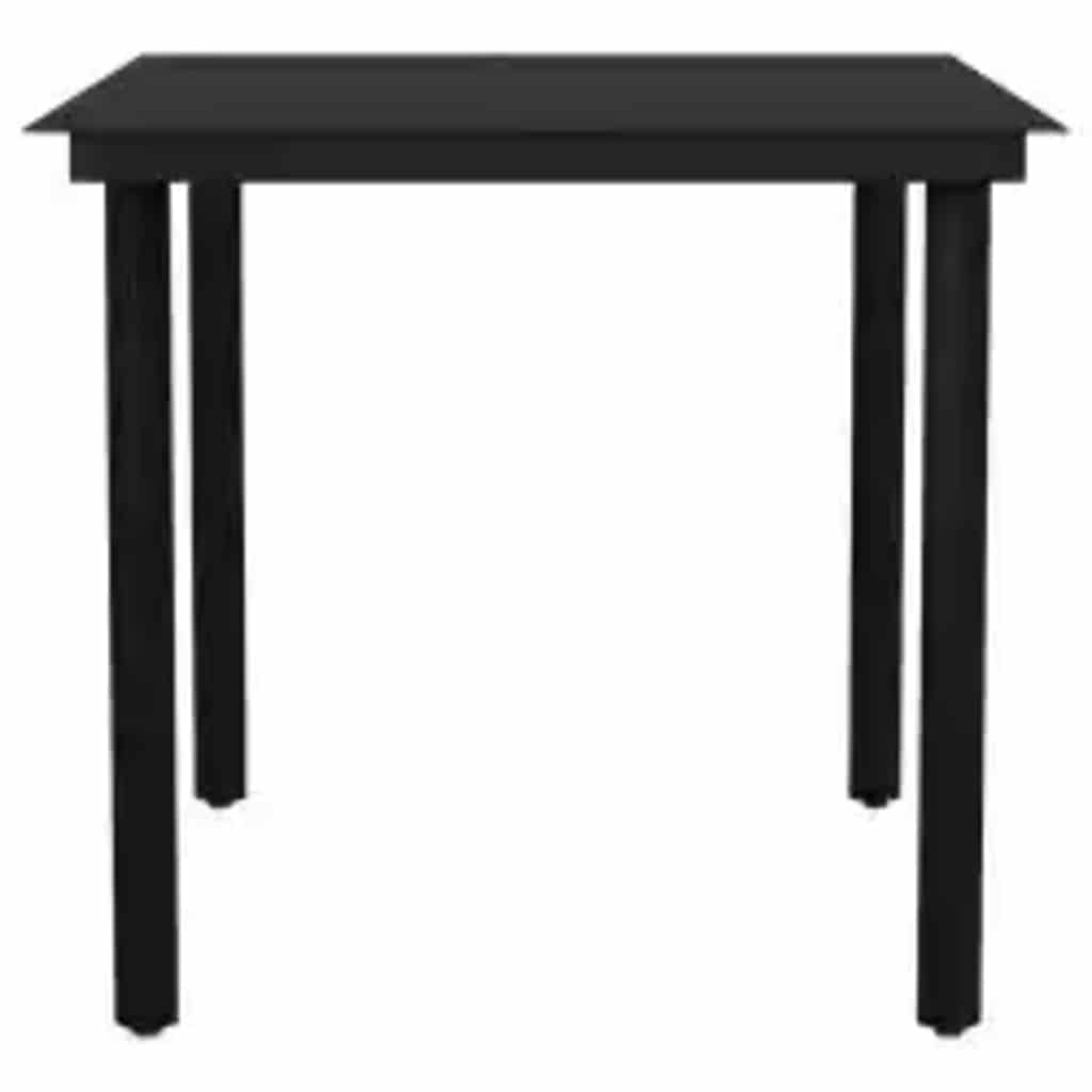 3 dele spisebordssæt til haven polyrattan glas sort