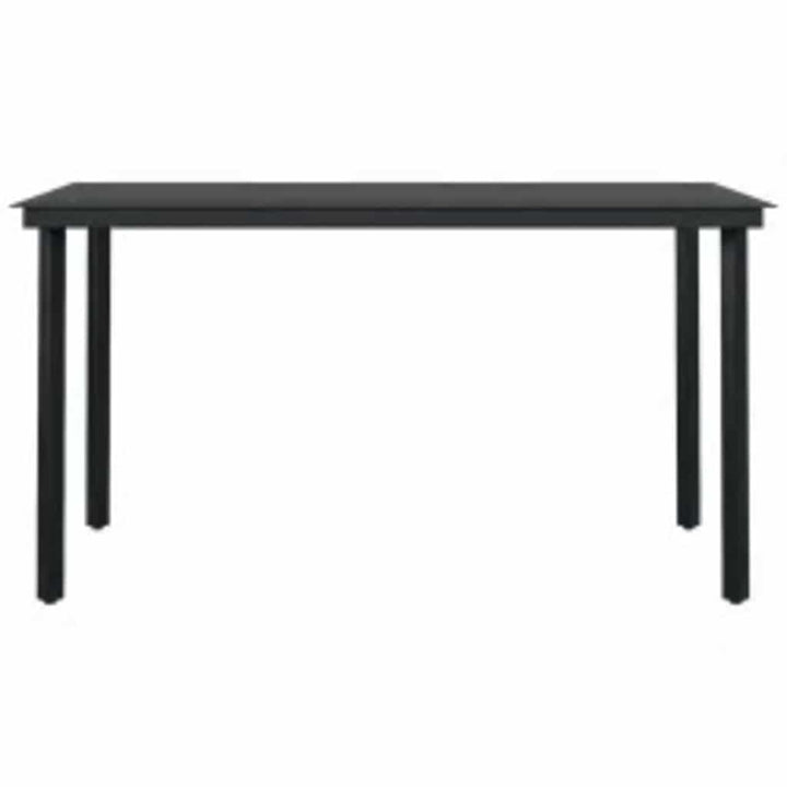 5 dele spisebordssæt til haven polyrattan glas sort