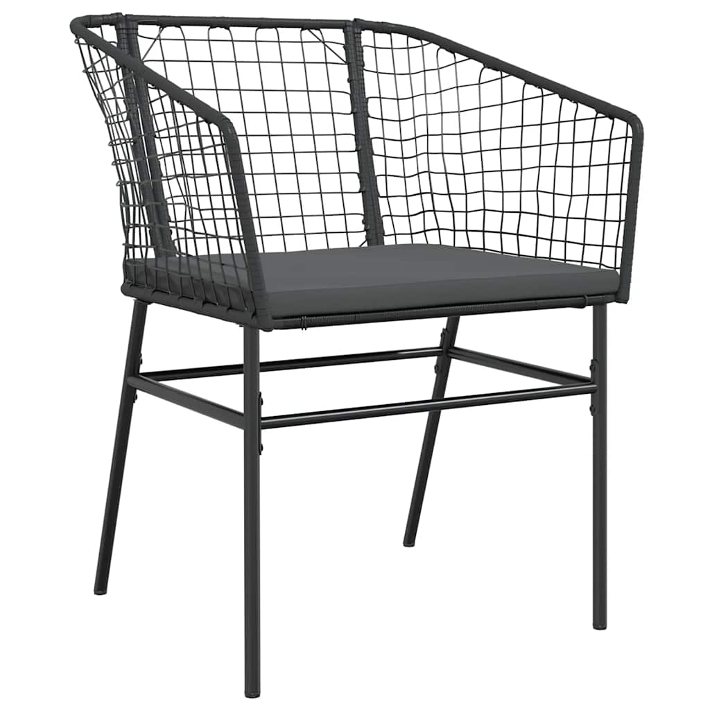 5 dele spisebordssæt til haven m. hynder polyrattan glas sort