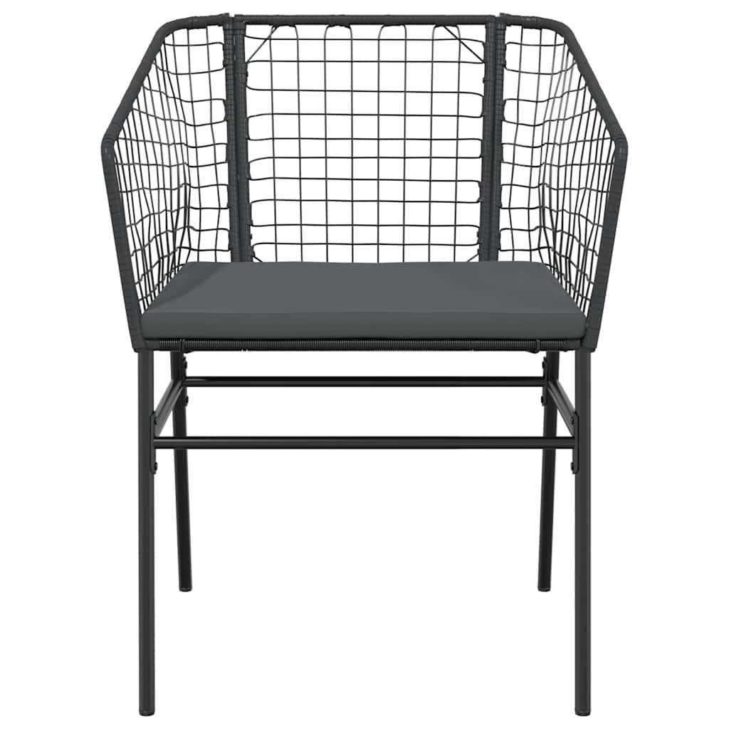 9 dele spisebordssæt til haven m. hynder polyrattan glas sort