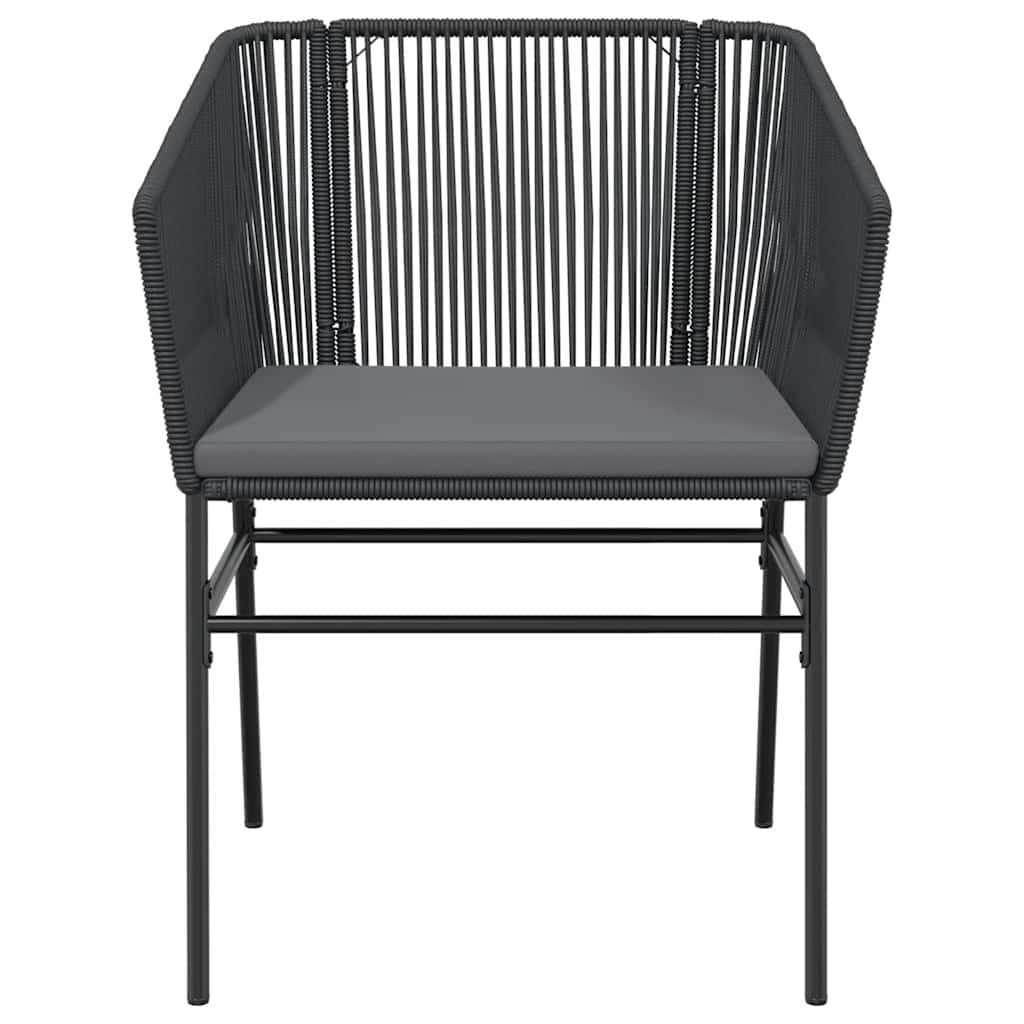 9 dele spisebordssæt til haven m. hynder polyrattan glas sort