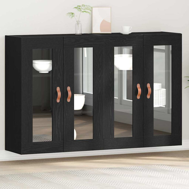 Væggeskabe 2 stk. Sort eg 69,5 x 34 x 90 cm Konstrueret træ