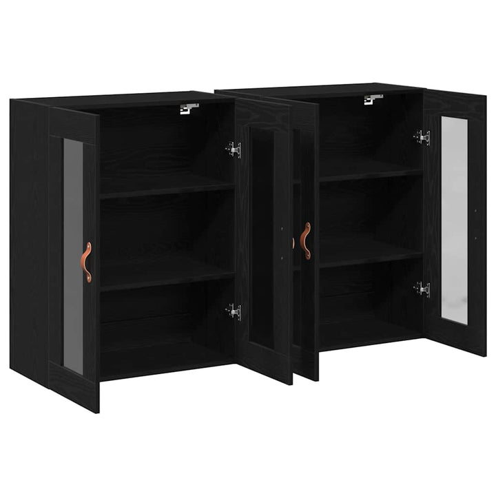 Væggeskabe 2 pcs Sort eg 69,5 x 34 x 90 cm Konstrueret træ