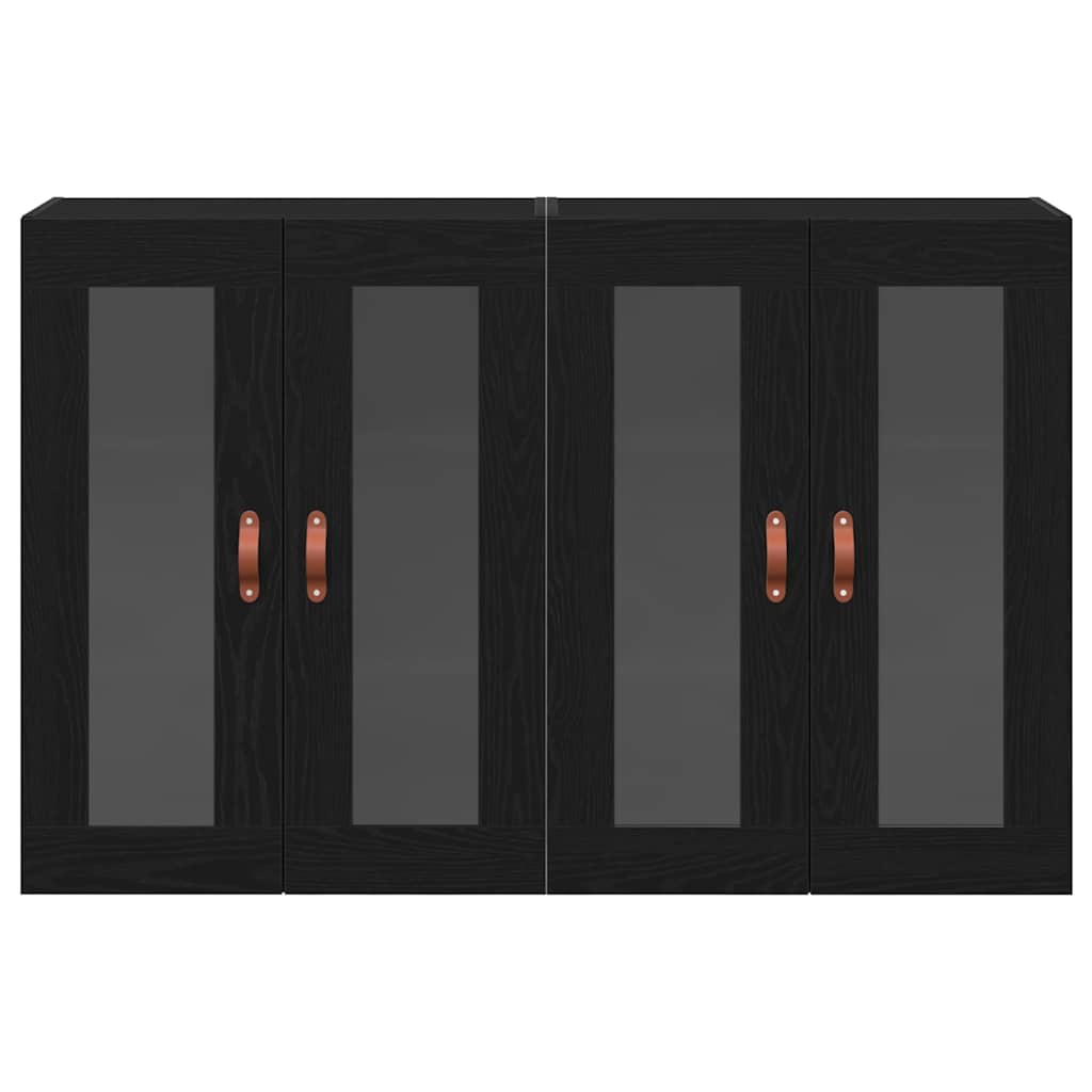 Væggeskabe 2 pcs Sort eg 69,5 x 34 x 90 cm Konstrueret træ