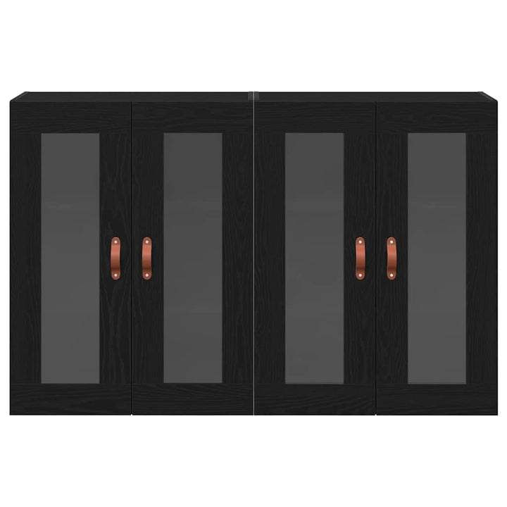 Væggeskabe 2 pcs Sort eg 69,5 x 34 x 90 cm Konstrueret træ
