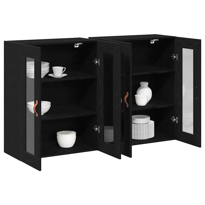 Væggeskabe 2 pcs Sort eg 69,5 x 34 x 90 cm Konstrueret træ