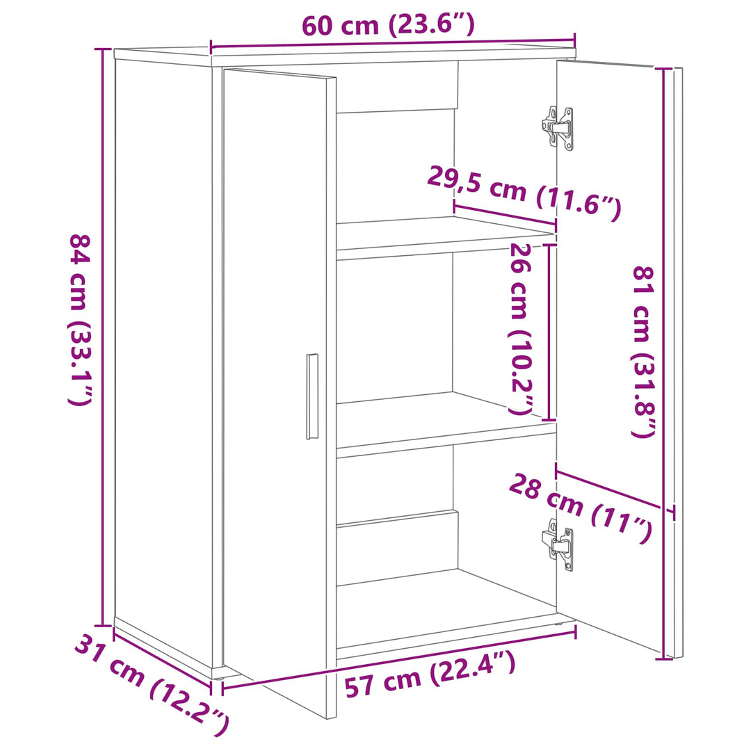 Sideboard 2 stk. Artisan Egetræ 60 x 31 x 84 cm Konstrueret træ