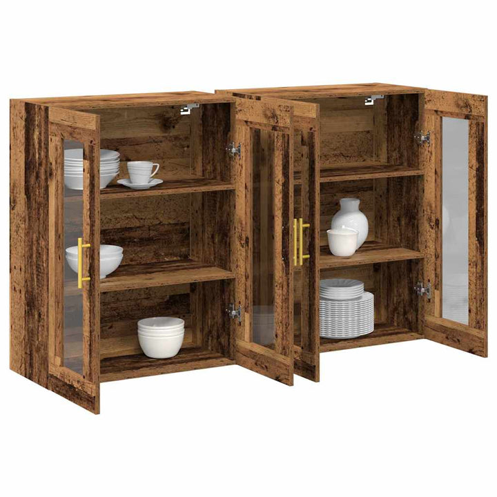 Væggeskabe 2 pcs Gammelt træ 69,5 x 34 x 90 cm Konstrueret træ