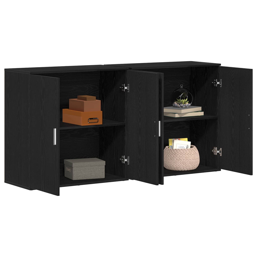 Sideboard 2 stk. Sort eg 79 x 38 x 80 cm Konstrueret træ
