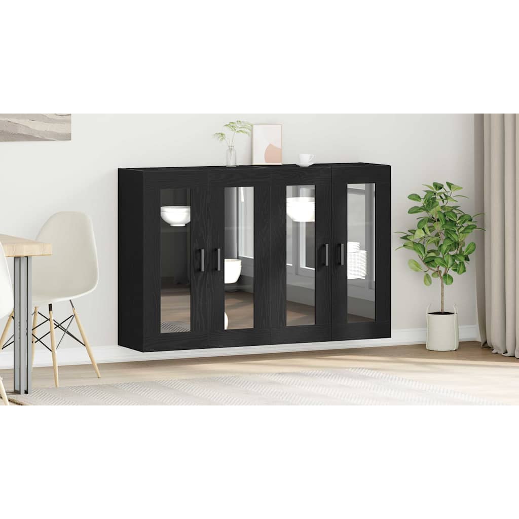 Væggeskabe 2 pcs Sort eg 69,5 x 34 x 90 cm Konstrueret træ