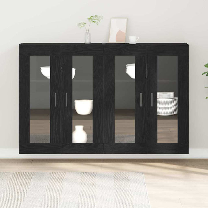 Væggeskabe 2 stk. Sort eg 69,5 x 34 x 90 cm Konstrueret træ