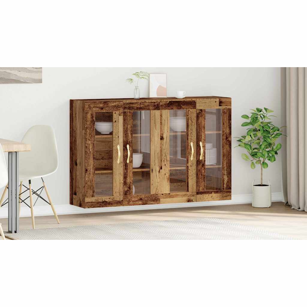Væggeskabe 2 pcs Gammelt træ 69,5 x 34 x 90 cm Konstrueret træ