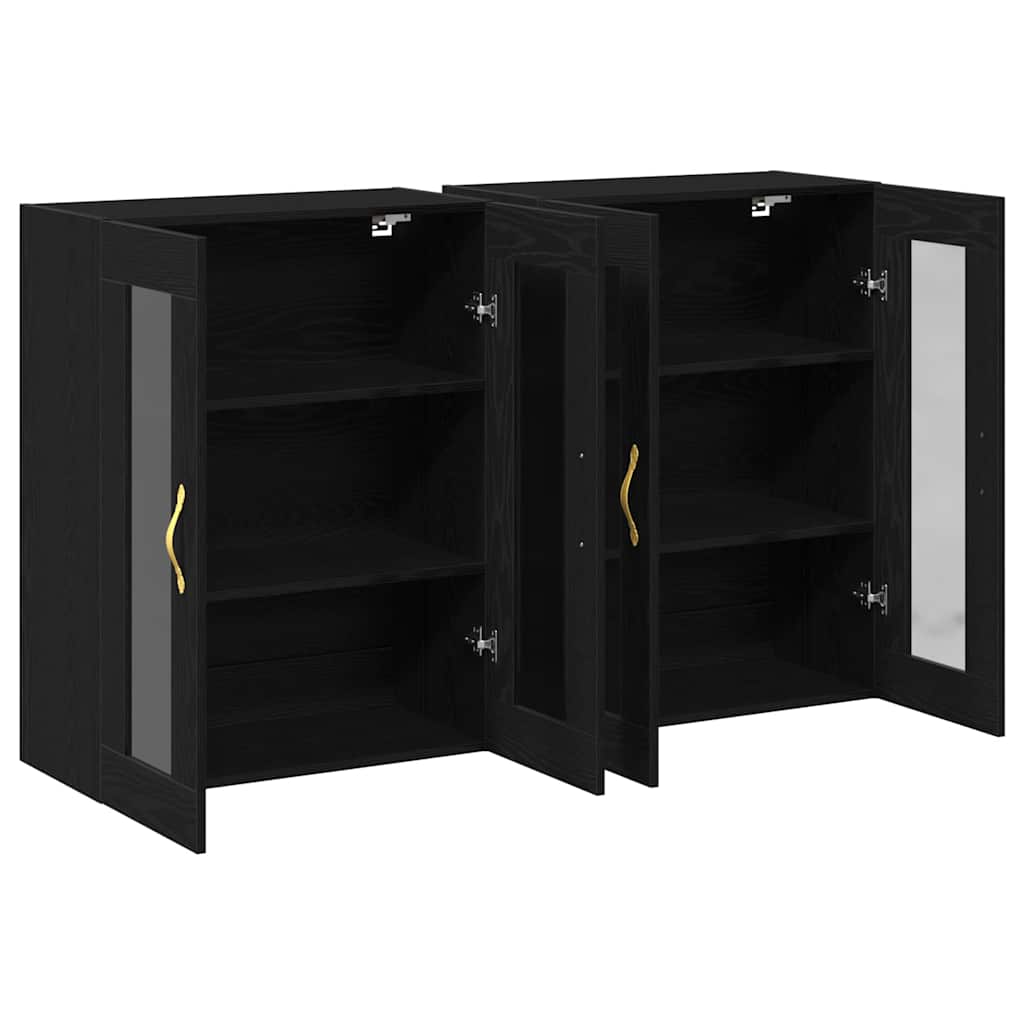 Væggeskabe 2 pcs Sort eg 69,5 x 34 x 90 cm Konstrueret træ