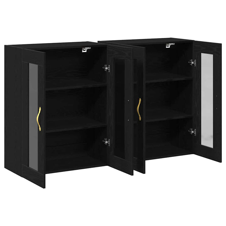 Væggeskabe 2 pcs Sort eg 69,5 x 34 x 90 cm Konstrueret træ