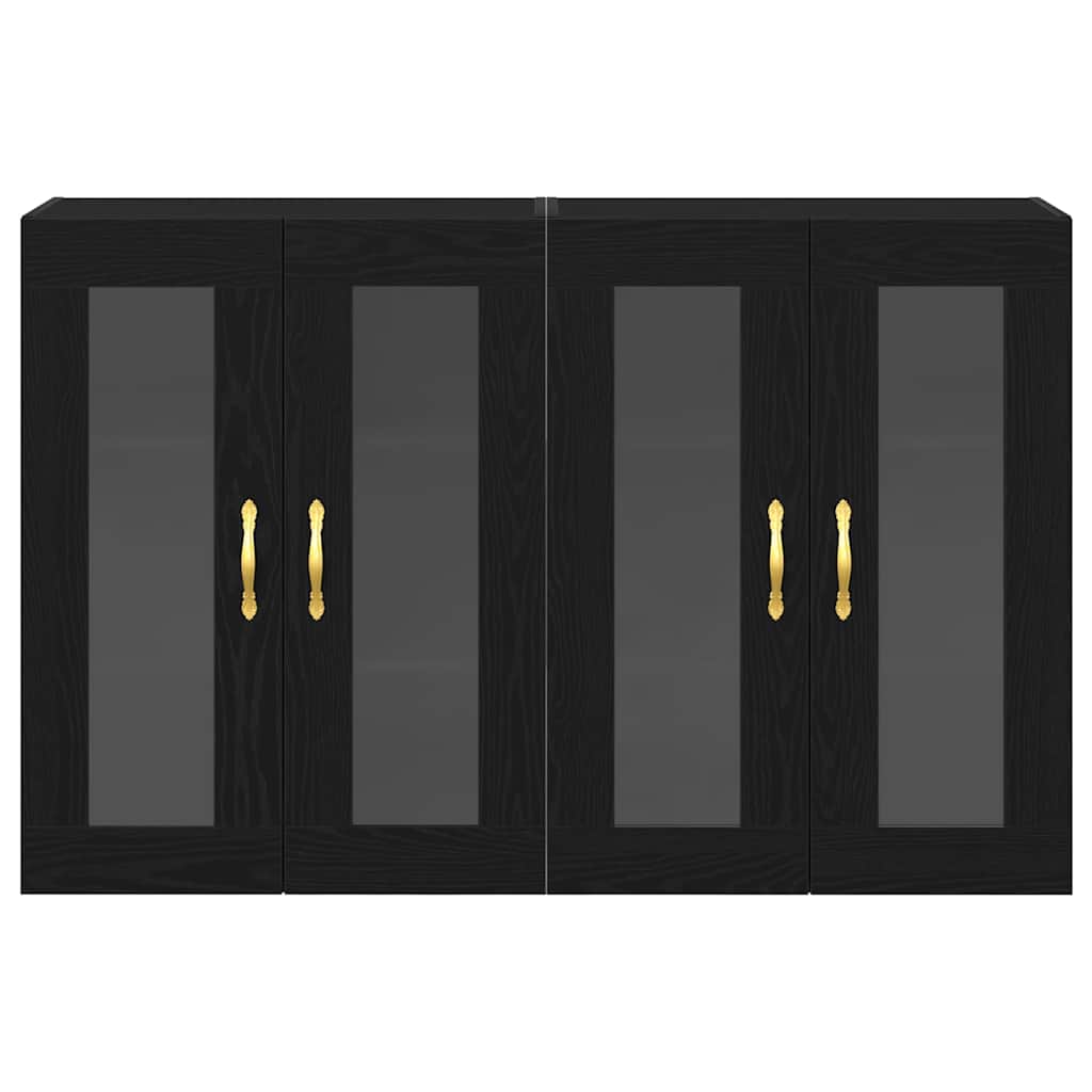 Væggeskabe 2 pcs Sort eg 69,5 x 34 x 90 cm Konstrueret træ