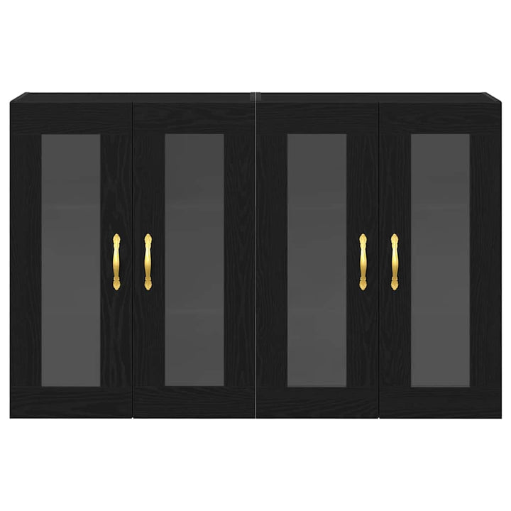 Væggeskabe 2 pcs Sort eg 69,5 x 34 x 90 cm Konstrueret træ