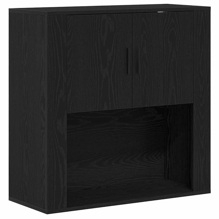 Højskab med skuffe Sort eg 80 x 33 x 150 cm Konstrueret træ