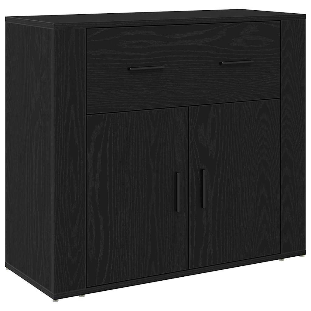 Højskab med skuffe Sort eg 80 x 33 x 150 cm Konstrueret træ