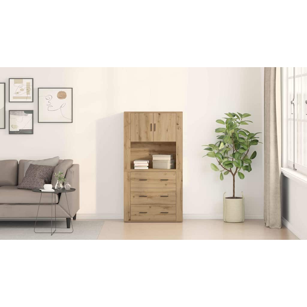 Highboard Artisan Egetræ 80 x 33 x 150 cm Konstrueret træ