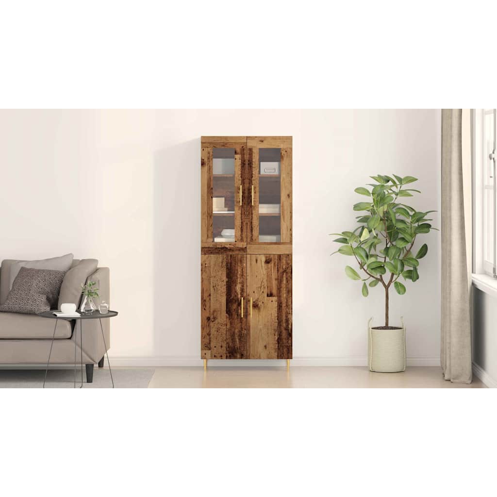 Highboard 2 pcs Gammelt træ Konstrueret træ