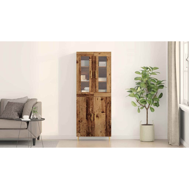 Highboard 2 pcs Gammelt træ Konstrueret træ