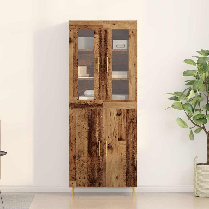 Highboard 2 stk. Gammelt træ 69,5 x 34 x 180 cm Konstrueret træ