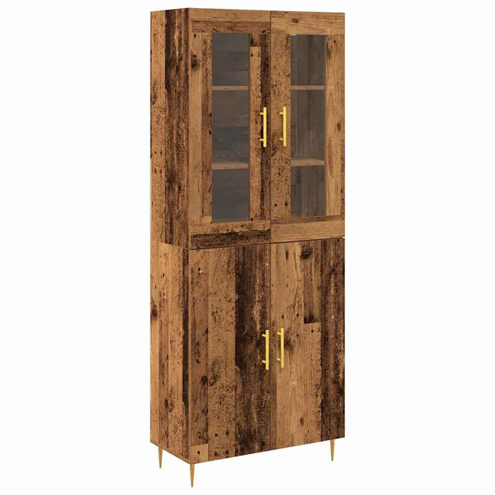 Highboard 2 pcs Gammelt træ Konstrueret træ