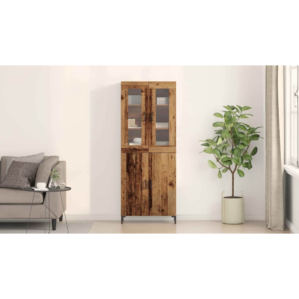 Highboard 2 pcs Gammelt træ 69,5 x 34 x 180 cm Konstrueret træ