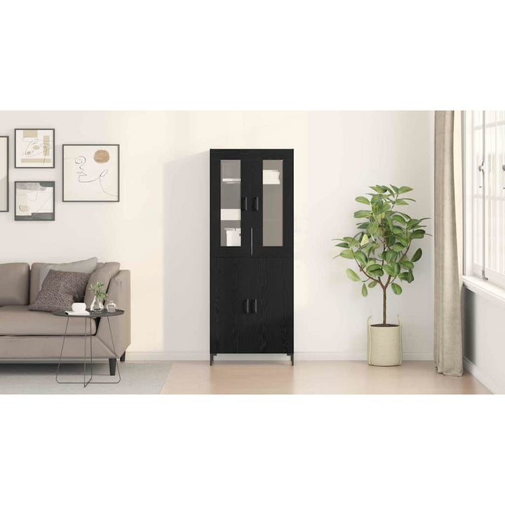 Highboard 2 pcs Sort eg 69,5 x 34 x 180 cm Konstrueret træ
