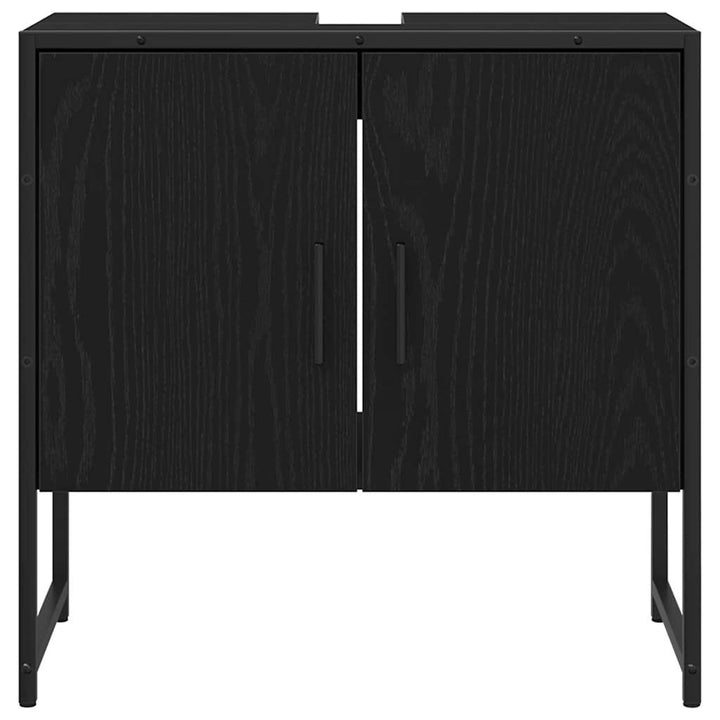 Badeværelsesmøbel sæt med hylde 3 pcs Sort Konstrueret træ