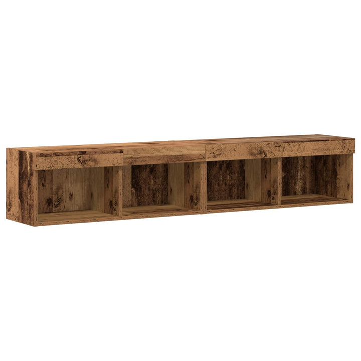 TV-møbelsæt Vægmonteret 6 pcs Gammelt træ Konstrueret træ