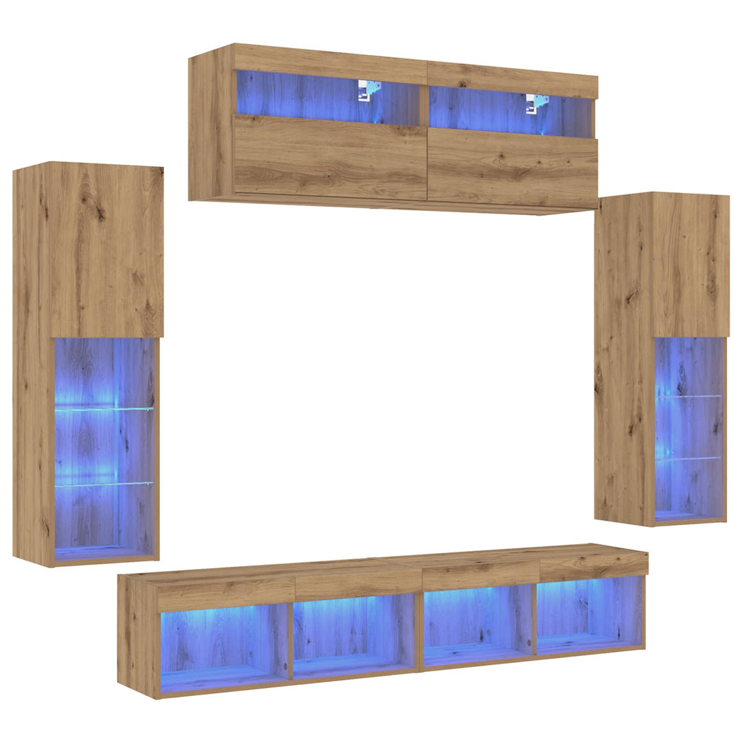 TV-møbelsæt Vægmonteret 6 pcs artisan eg Konstrueret træ