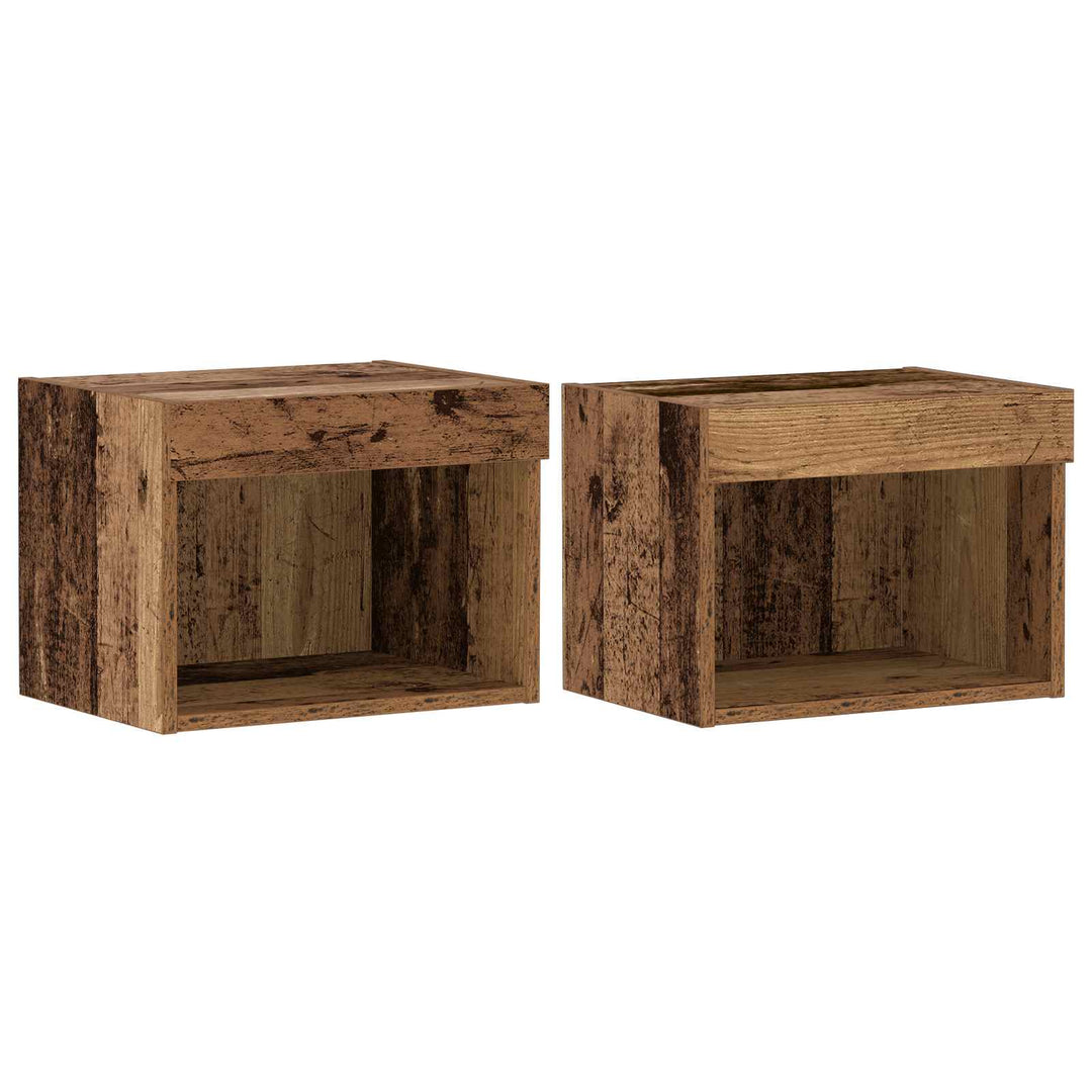 TV-møbelsæt Vægmonteret 8 pcs Gammelt træ Konstrueret træ