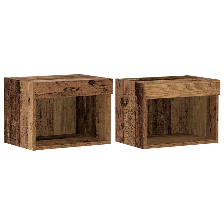 TV-møbelsæt Vægmonteret 8 pcs Gammelt træ Konstrueret træ