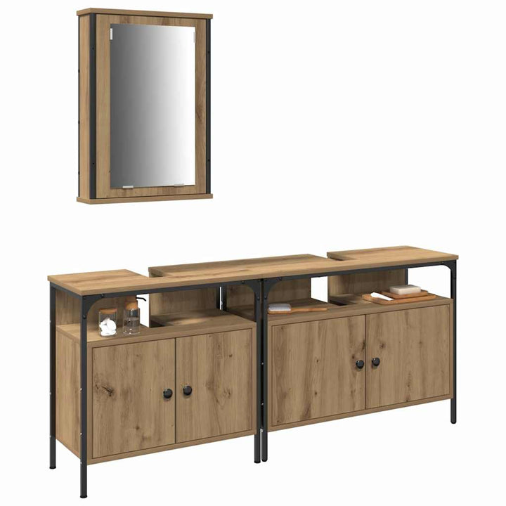 Badeværelsesvaske 3 stk. Brun 80 x 30 x 60 cm Konstrueret træ