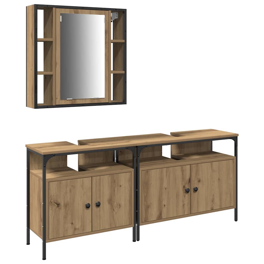 Badeværelsesvaske 3 stk. Brun 80 x 30 x 60 cm Konstrueret træ