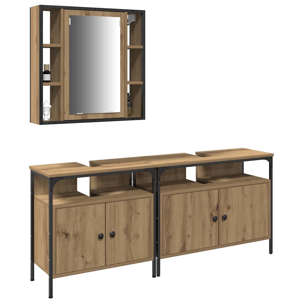 Badeværelsesvaske 3 stk. Brun 80 x 30 x 60 cm Konstrueret træ
