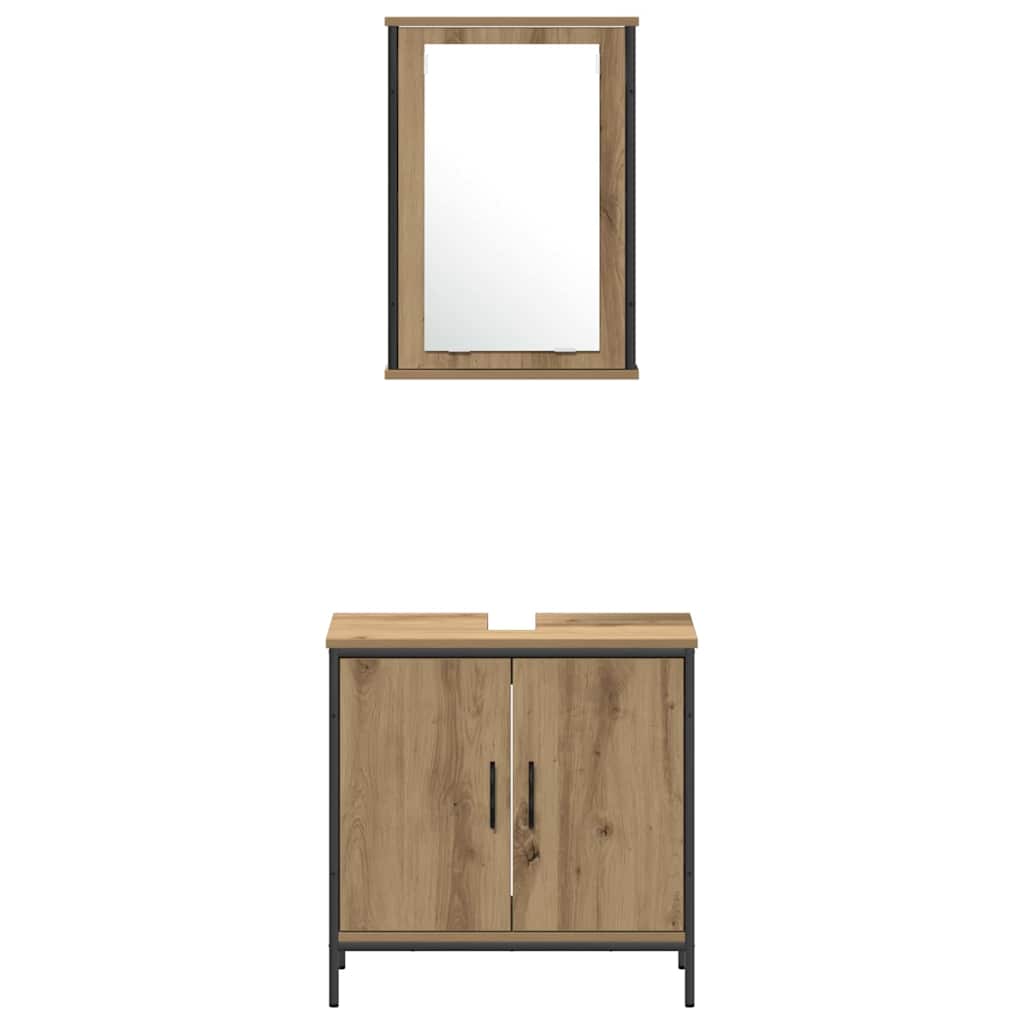 Badeværelsesmøbel sæt 3 stk. Brun 33 x 33 x 185,5 cm