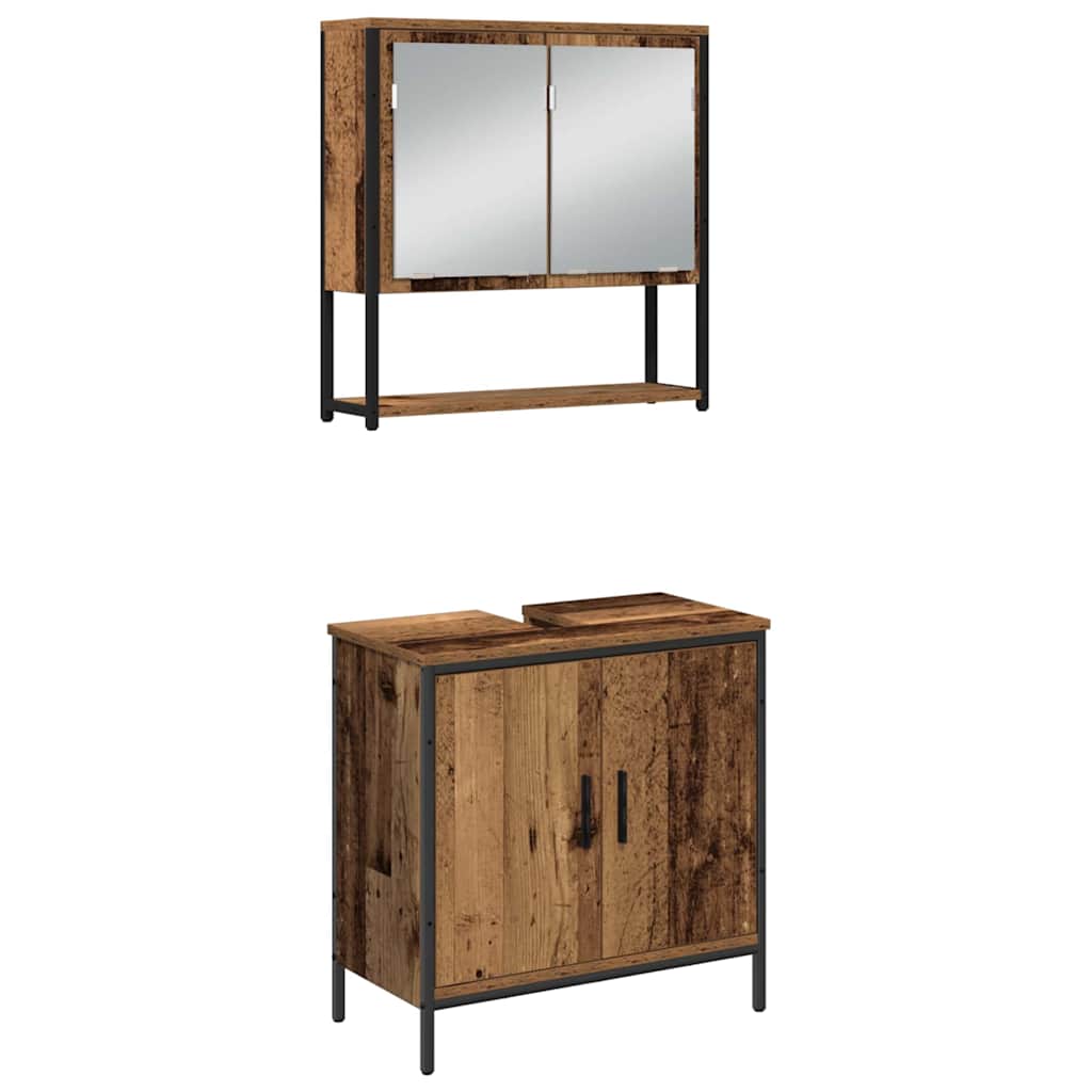 Badeværelsesmøbel sæt med dør 4 pcs Brun 33 x 33 x 185.5 cm