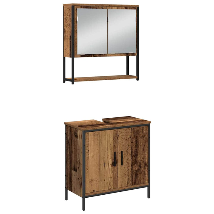 Badeværelsesmøbel sæt med dør 4 pcs Brun 33 x 33 x 185.5 cm