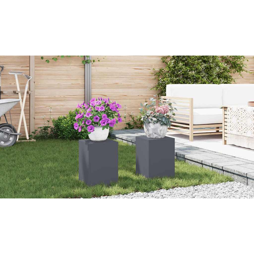 Planteholder 2 pcs Antracit 24 x 24 x 35 cm Stål