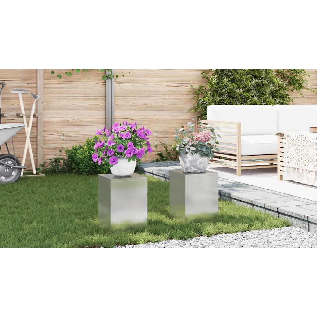 Planteholder 2 pcs Sølv 24 x 24 x 35 cm Rustfrit stål