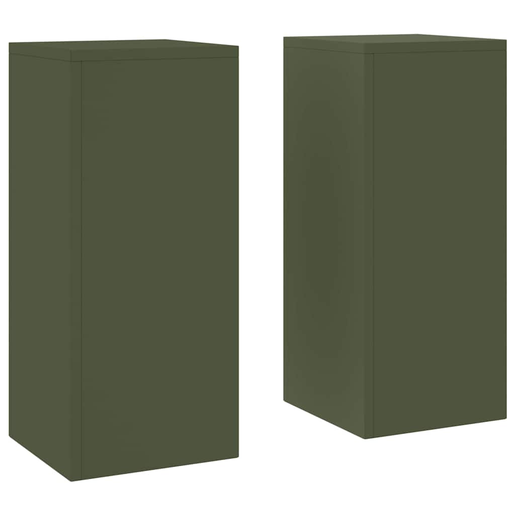 Planteholder 2 pcs Olivengrøn 24 x 24 x 55 cm Stål