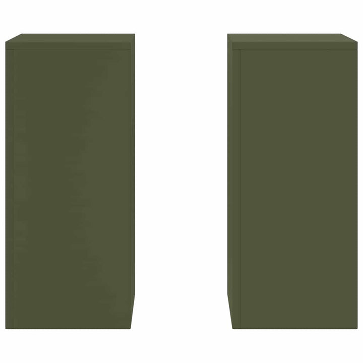 Planteholder 2 pcs Olivengrøn 24 x 24 x 55 cm Stål