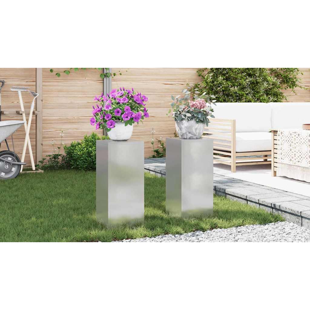Planteholder 2 pcs Sølv 24 x 24 x 55 cm Rustfrit stål