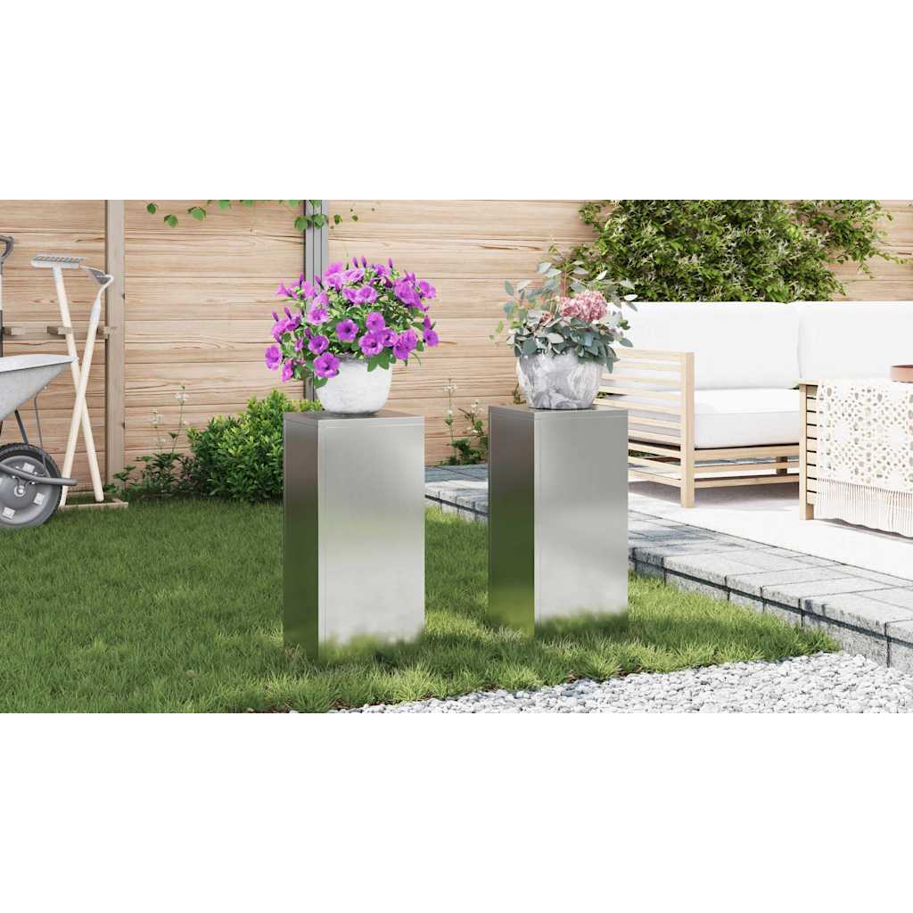 Planteholder 2 pcs Sølv 24 x 24 x 55 cm Galvaniseret stål