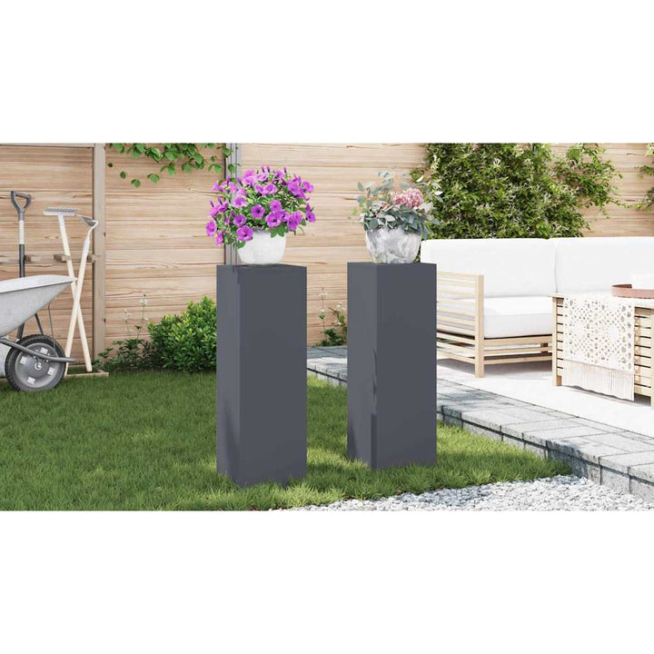 Planteholder 2 pcs Antracit 24 x 24 x 75 cm Stål